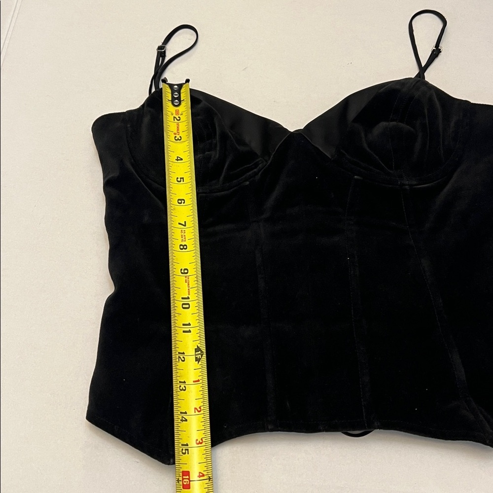 BCBGMAXAZRIA BLACK VELVET CORSET TOP WITH LACE-UP BACK SIZE 12 - Picture 14 of 16